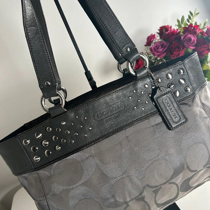 Coach Grey Studded Monogram Shoulder Bag F1067-F15240