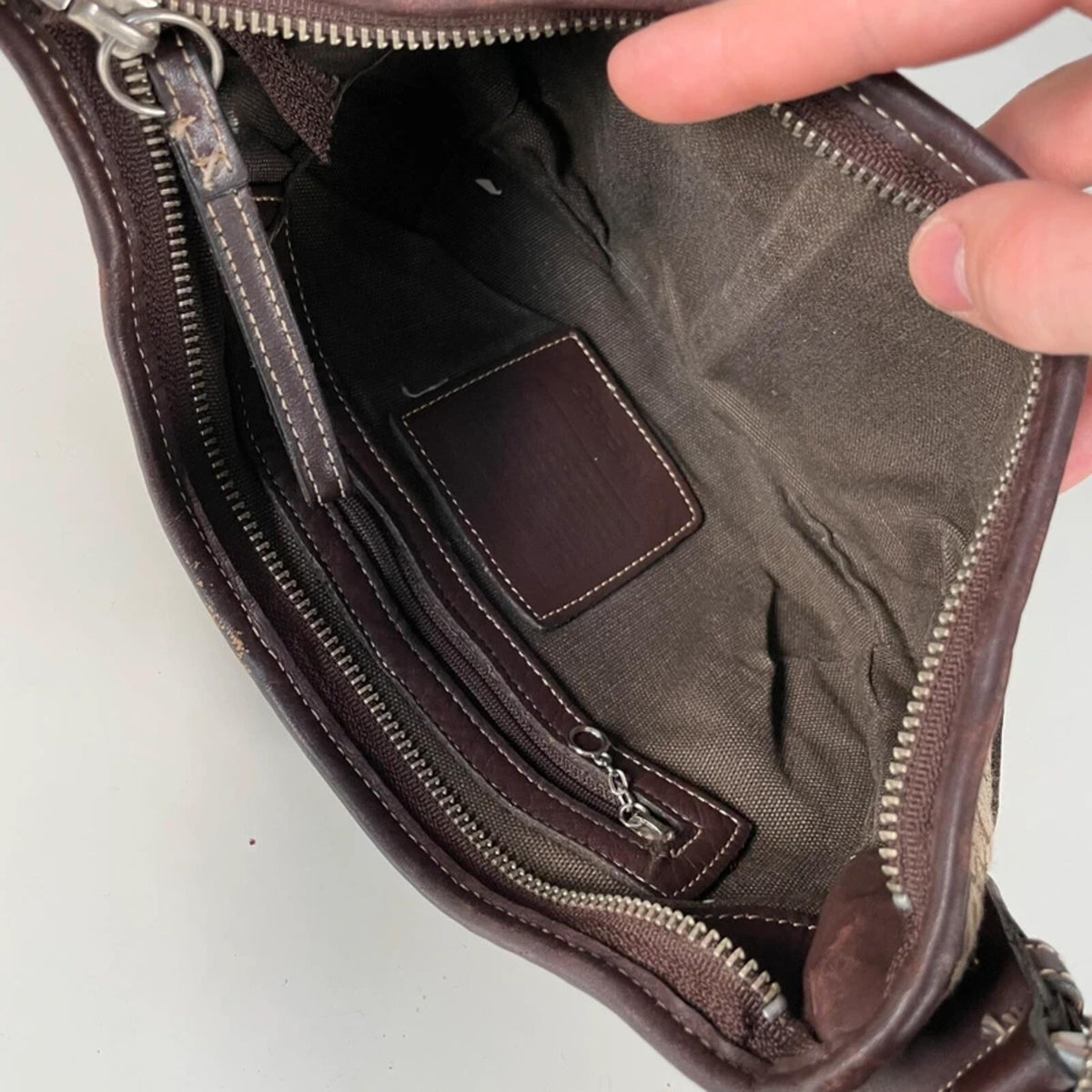 Coach Brown Monogram Leather Hobo Shoulder Bag N3E-6351