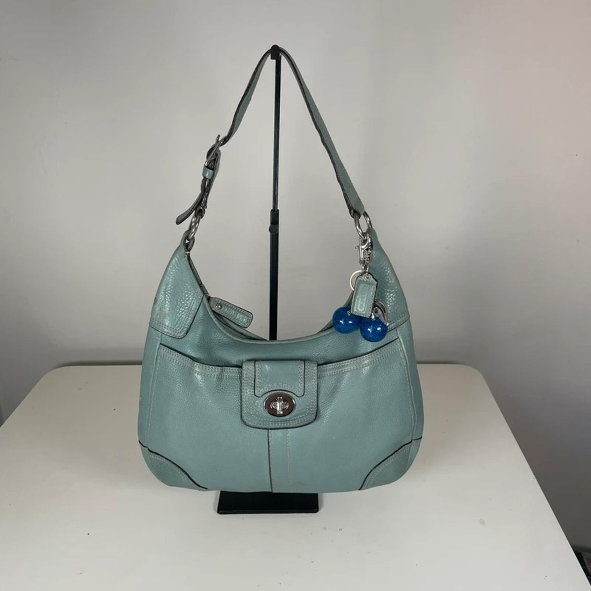 Coach Hamilton Blue Pebbled Leather Hobo Bag E0993-F13956