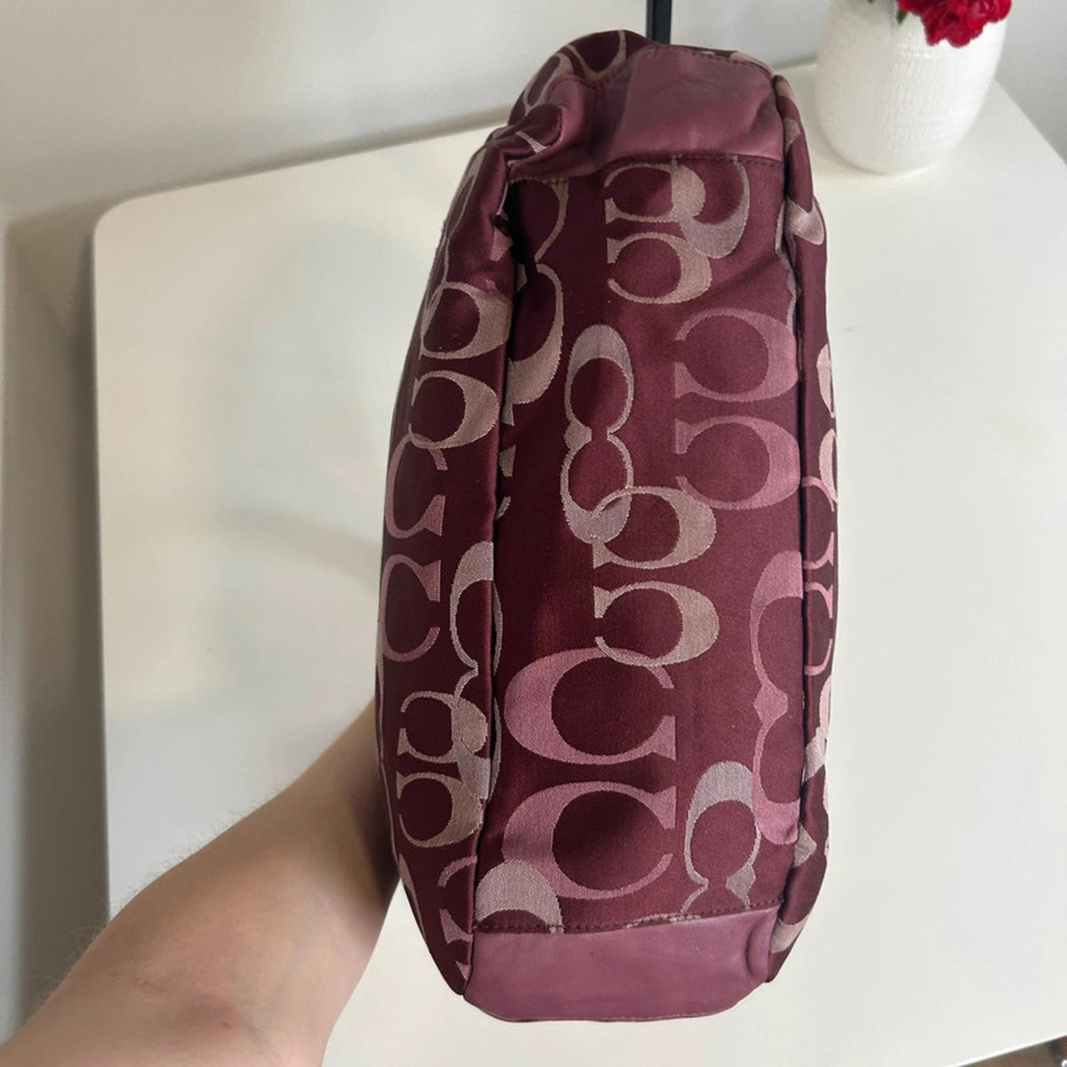 Coach Signature Burgundy Vintage Shoulder Bag H1260-F20444