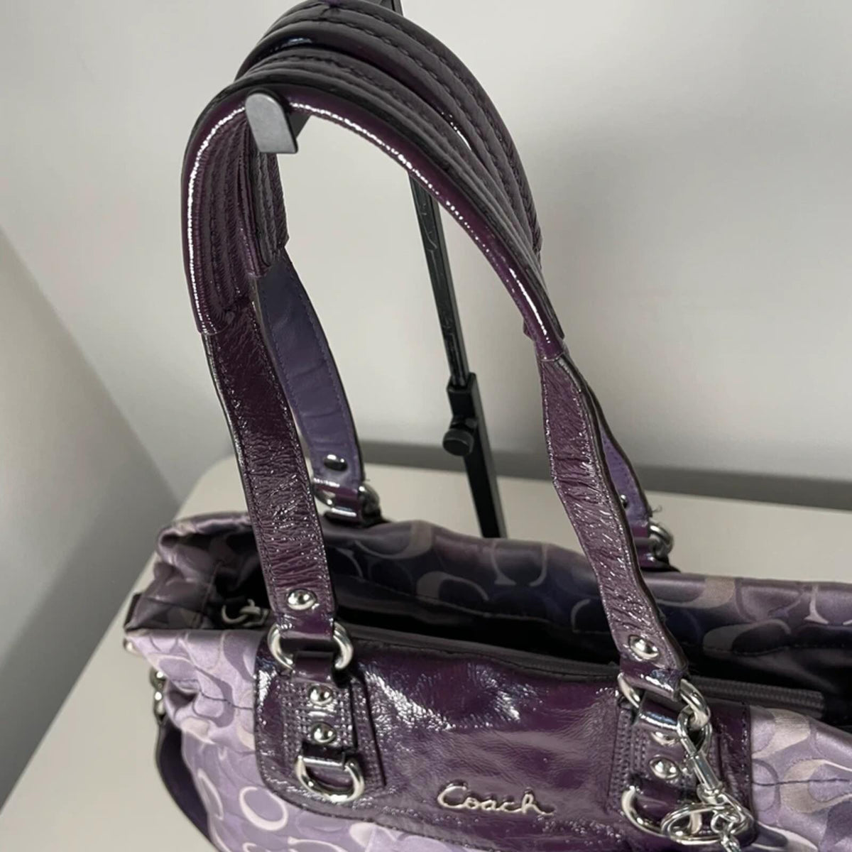 Coach Ashley Large Purple Lilac Signature Monogram Shoulder Bag L1175-F18450