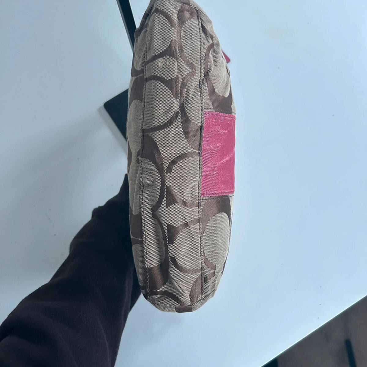 Coach Pink Striped Jacquard Demi Shoulder Bag D1175-F17439