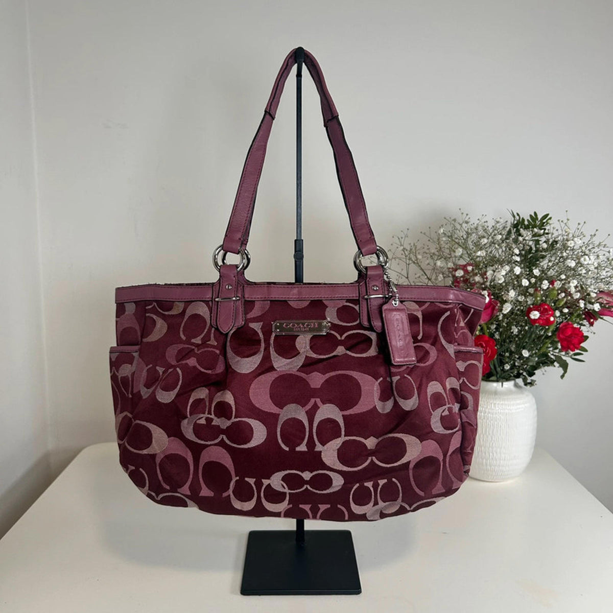 Coach Signature Burgundy Vintage Shoulder Bag H1260-F20444