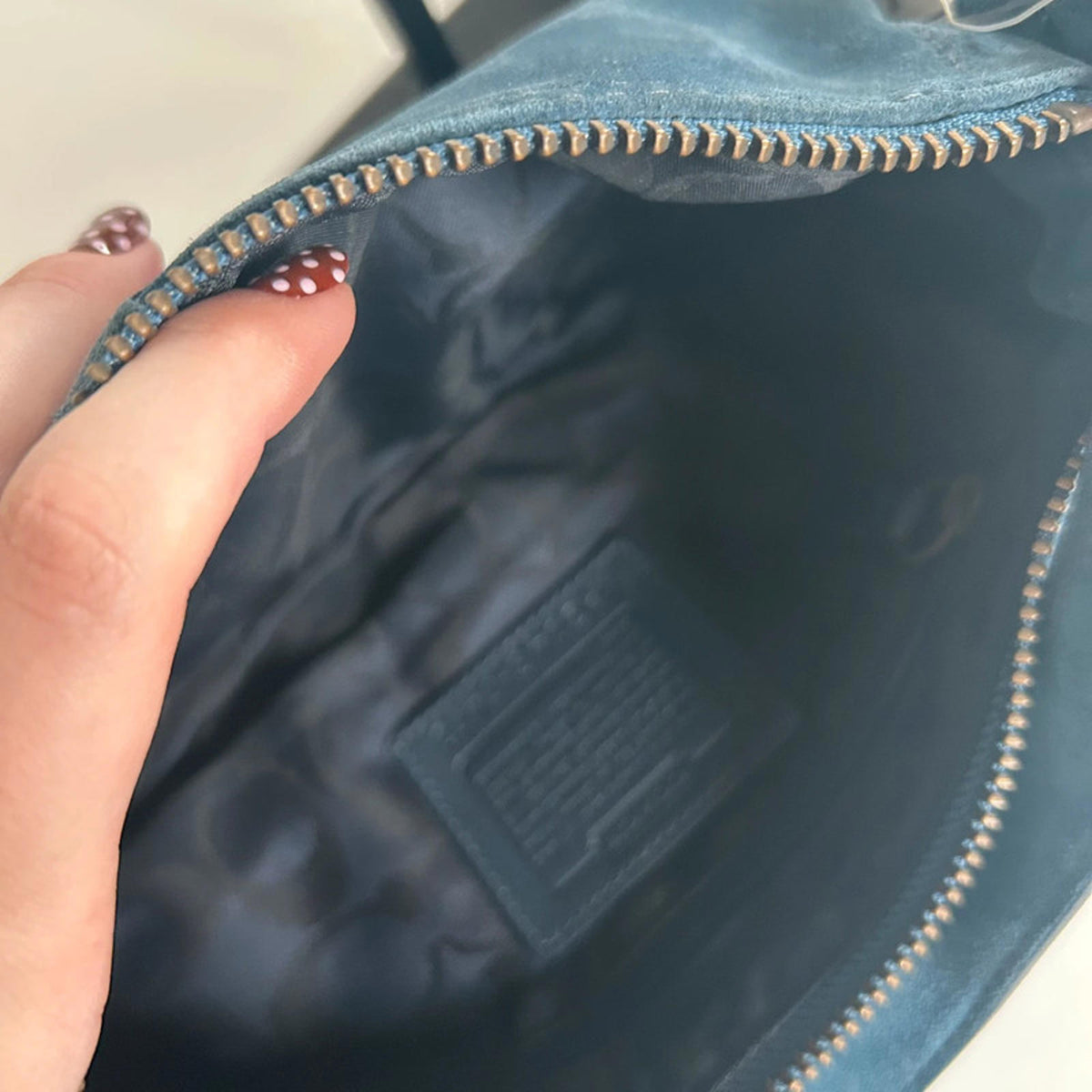 Coach Hampton Soft Suede Navy Blue Mini Baguette Shoulder Bag BNWT G04S-7470