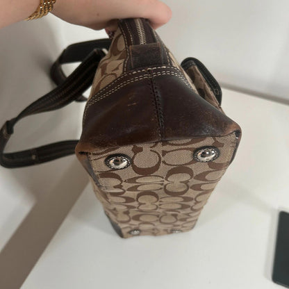Coach Brown Monogram Hampton Signature Zip Shoulder Bag J0993-F13977
