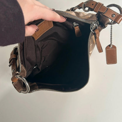 Coach Gold & Brown Chelsea Leather and Suede Shoulder Bag D05K-2172