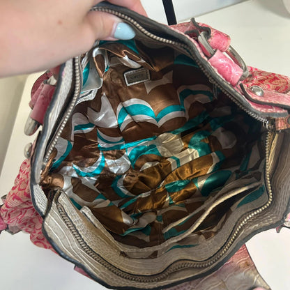 Guess Pink Shoulder Bag Snakeskin with Silver Chain Detail