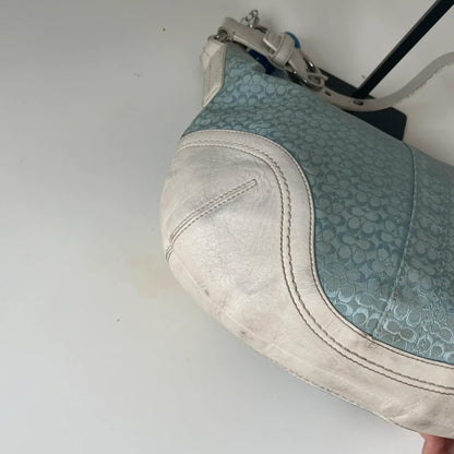 Coach Soho Blue White Signature Monogram Hobo Bag K0720-F10923