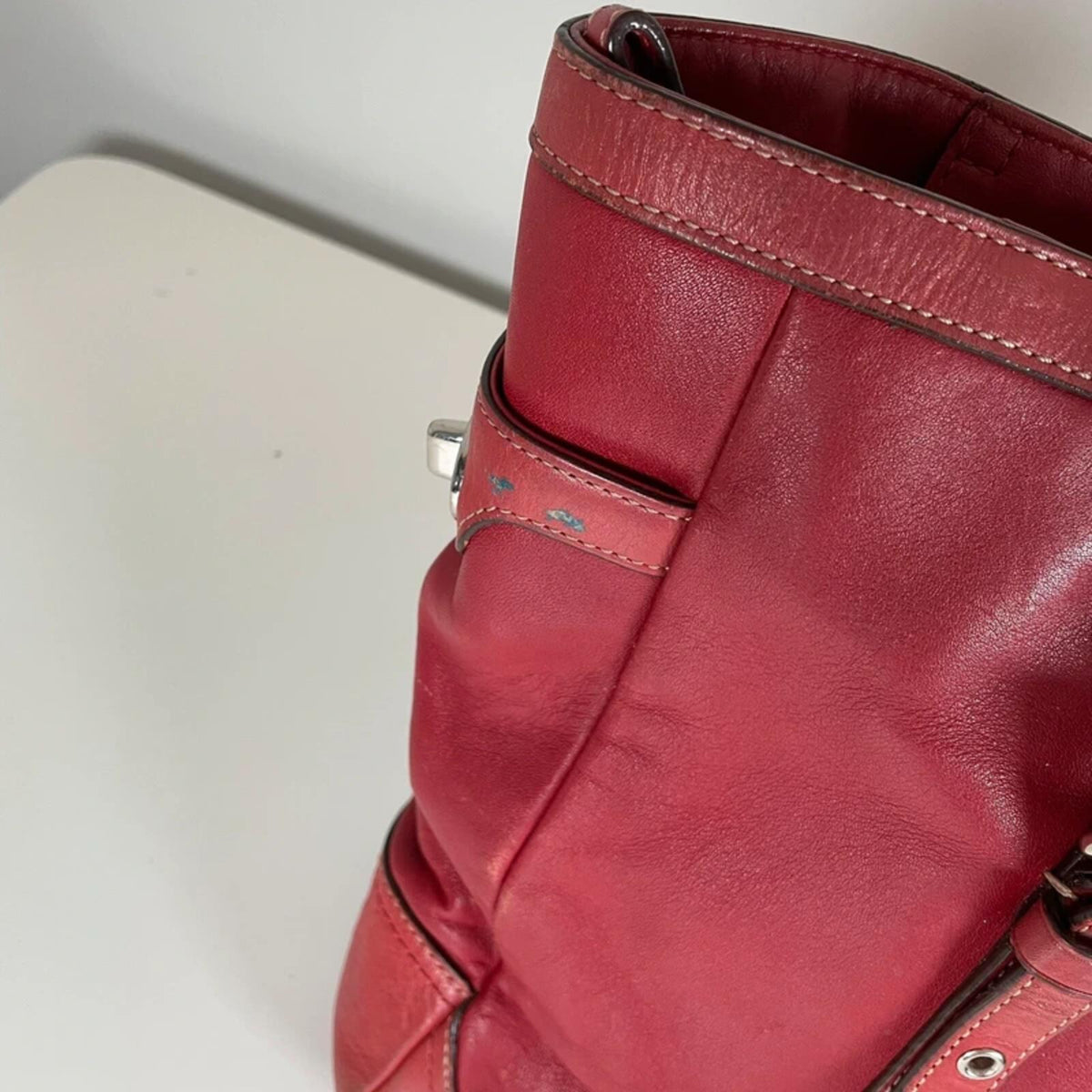 Coach Gallery Cherry Red Leather Shoulder Bag Y2K F0863-F11525