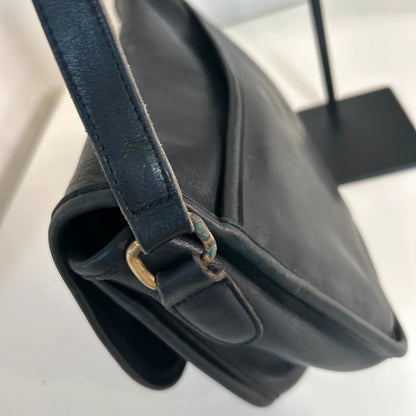 Coach Vintage Black Leather City Bag Gold Turn Lock B0N-9790