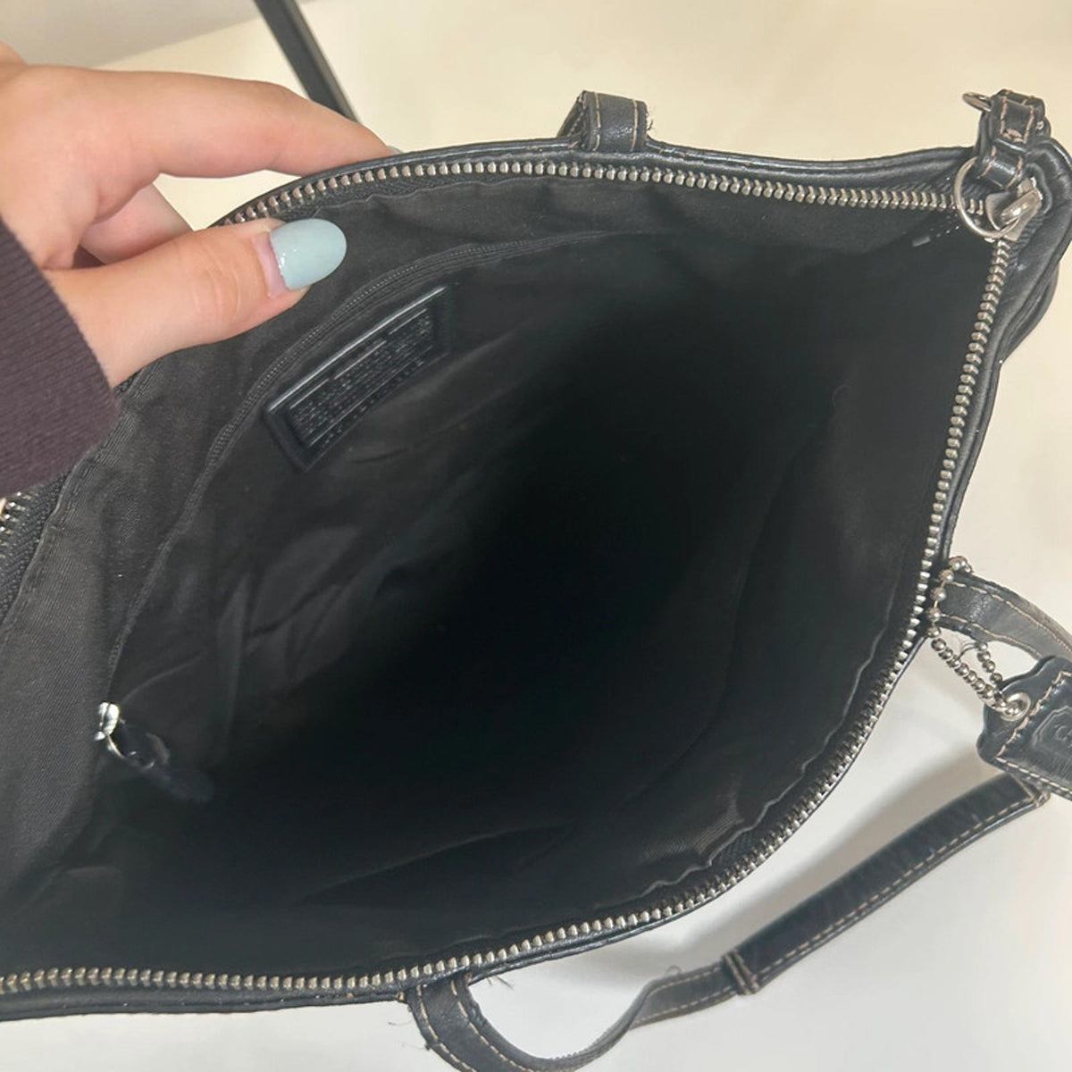 Coach Black Signature Monogram Shoulder Tote Bag F1020-F15112