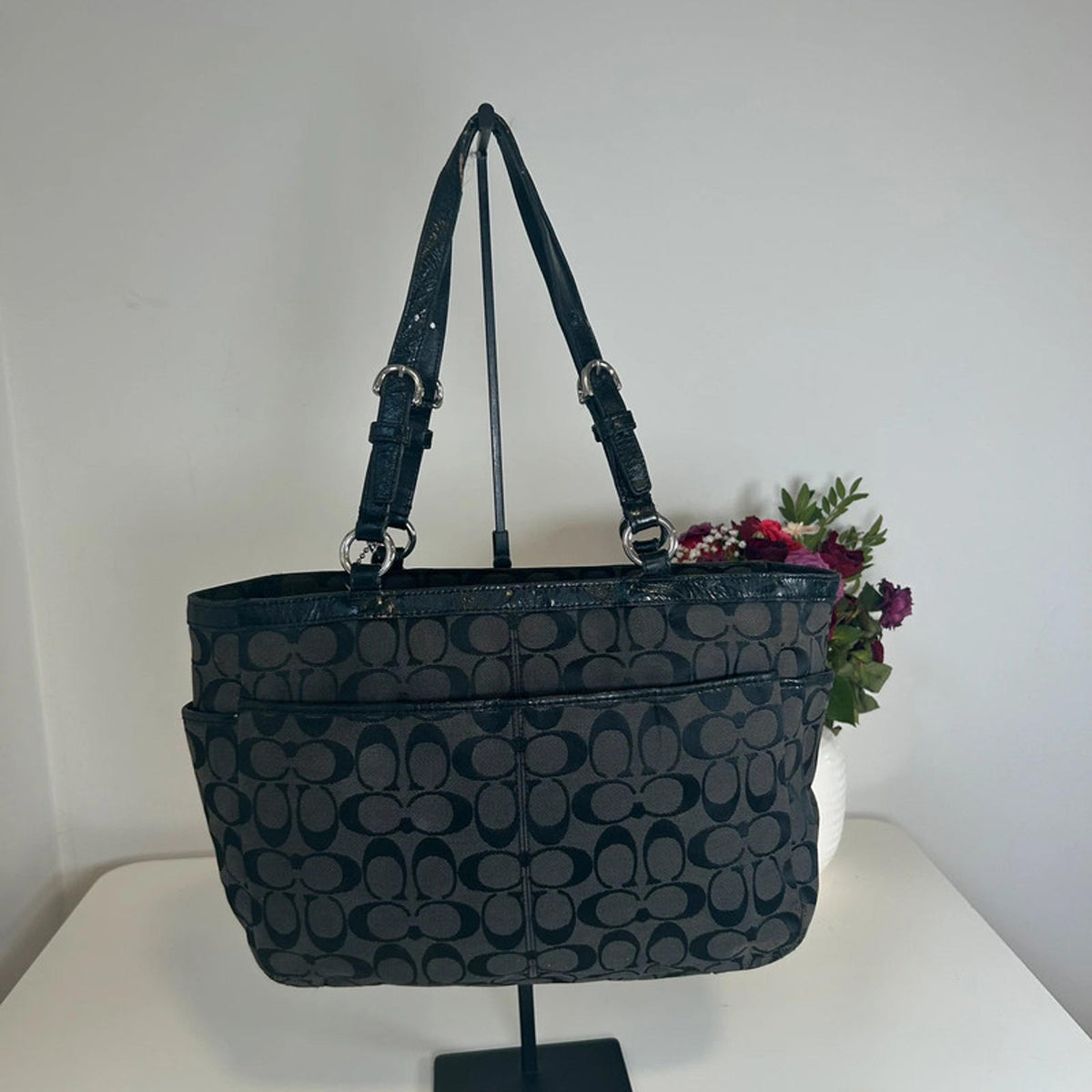 Coach Black Monogram Signature Gallery Handbag Style F1160-F17726