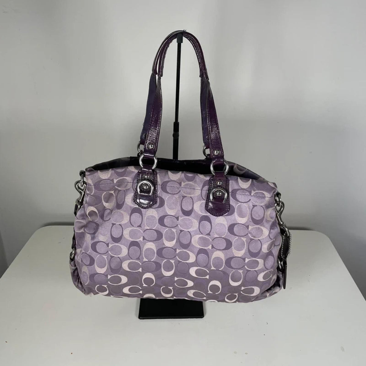 Coach Ashley Large Purple Lilac Signature Monogram Shoulder Bag L1175-F18450