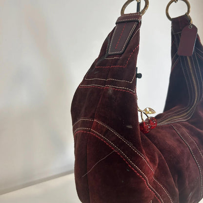 Coach Red Suede Hobo Shoulder Bag C063-10059