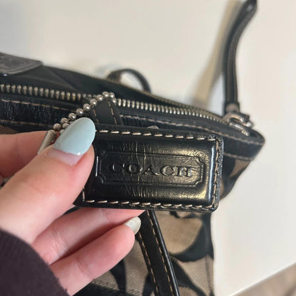 Coach Black Signature Monogram Shoulder Tote Bag F1020-F15112