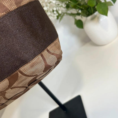 Coach Signature Stripe Brown Tote Shoulder Bag J0668-10124