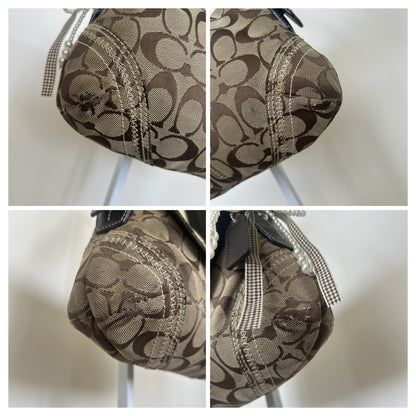 Coach Soho Brown Signature Monogram Shoulder Bag Handbag Purse A0773-10602