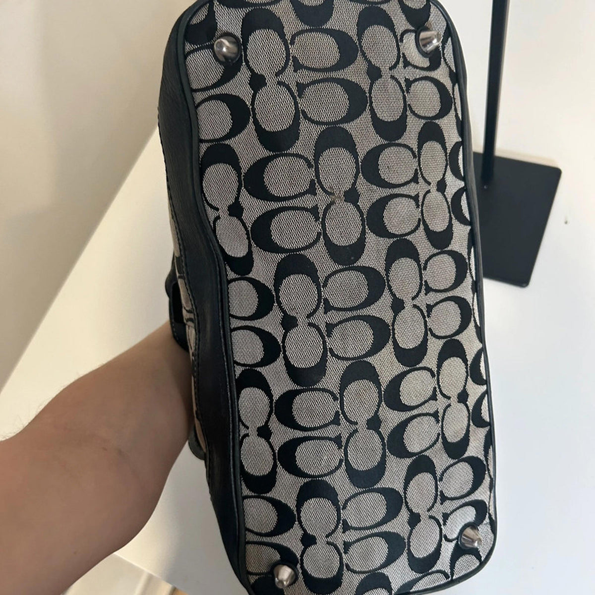 Coach Black Signature Leather and Canvas Hampton Tote G0851-F12642