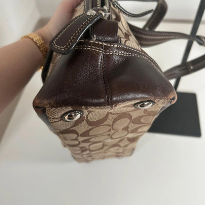 Coach Brown Monogram Hampton Signature Zip Shoulder Bag J0993-F13977