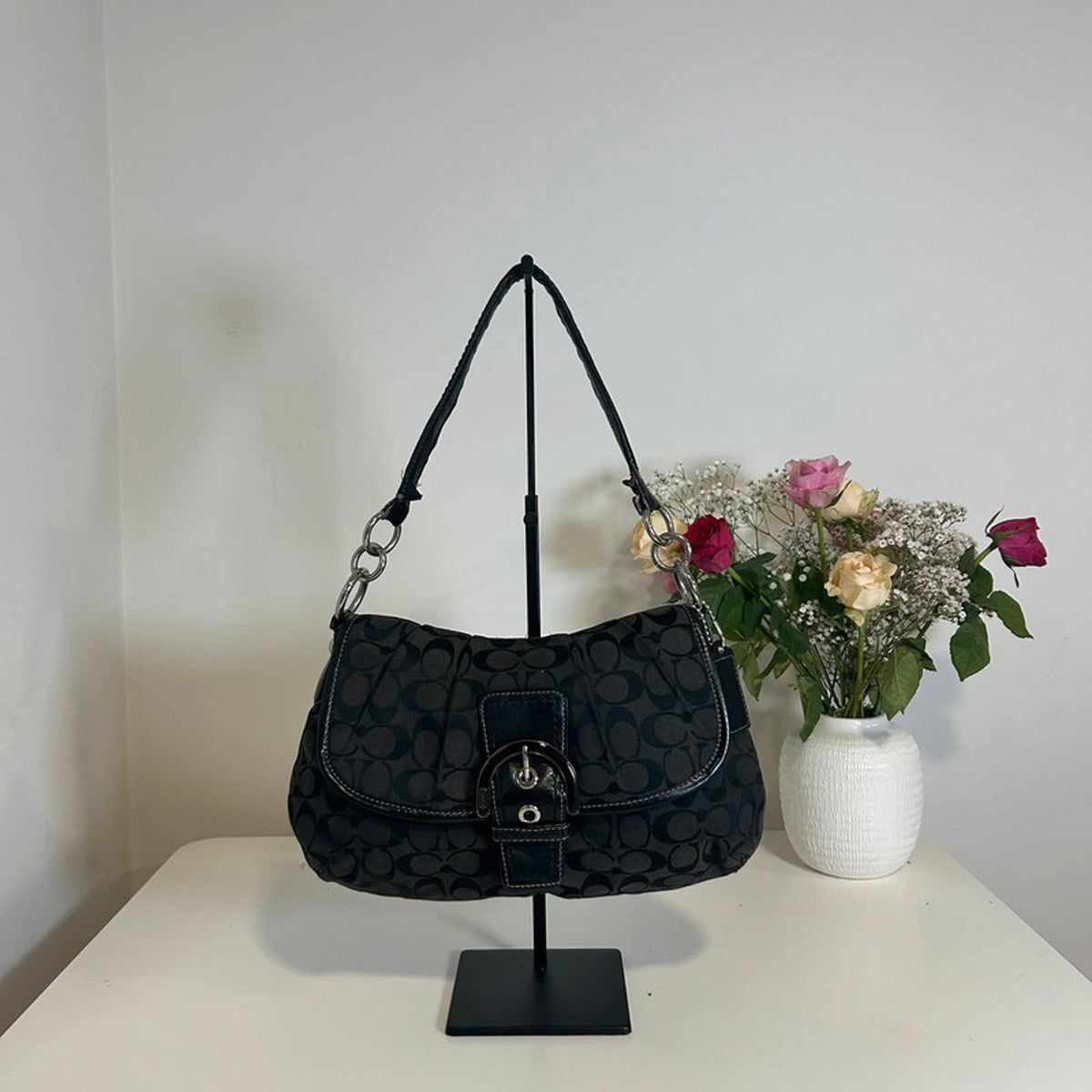 Coach Soho Sufflette Signature Black Buckle Bag L1161-F17093