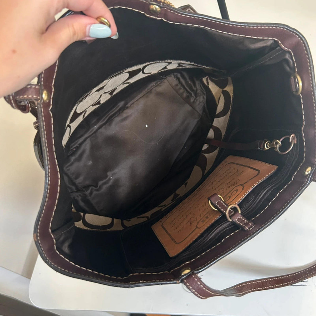 Vintage Y2K Coach Signature Stripe Brown Handbag JO668-10125