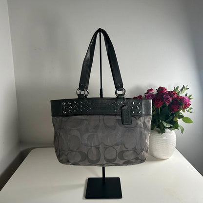Coach Grey Studded Monogram Shoulder Bag F1067-F15240