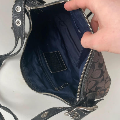 Coach East West Black Canvas Shoulder Bag Y2K G04U-9363