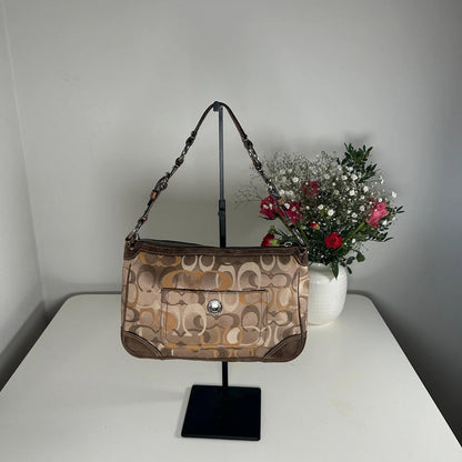 Coach Gold & Brown Chelsea Leather and Suede Shoulder Bag D05K-2172