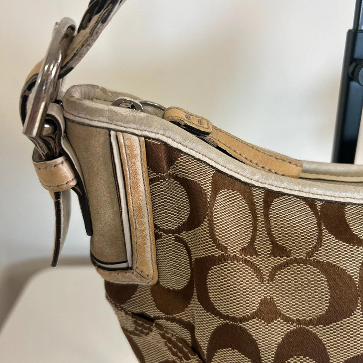 Coach Signature Soho Hobo Canvas and Leather Shoulder Bag A06K-6266