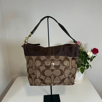Coach Brown Canvas Signature Shoulder Bag