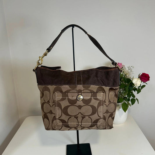Coach Brown Canvas Signature Shoulder Bag