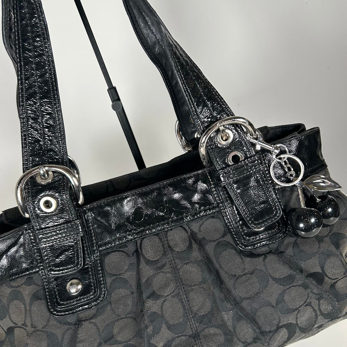 Coach Soho Black Canvas Tote Shoulder Bag Silver Hardware K0951-F13742