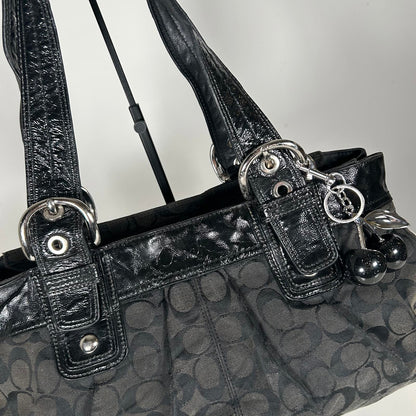 Coach Soho Black Canvas Tote Shoulder Bag Silver Hardware K0951-F13742