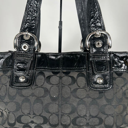 Coach Soho Black Canvas Tote Shoulder Bag Silver Hardware K0951-F13742