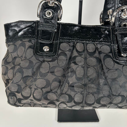 Coach Soho Black Canvas Tote Shoulder Bag Silver Hardware K0951-F13742