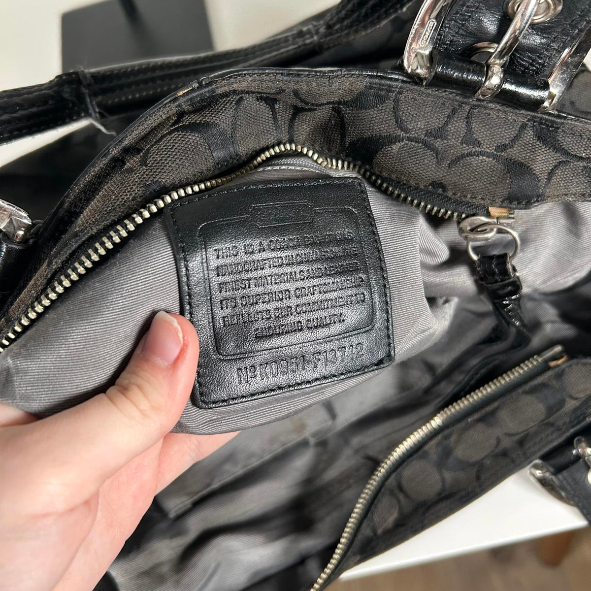 Coach Soho Black Canvas Tote Shoulder Bag Silver Hardware K0951-F13742