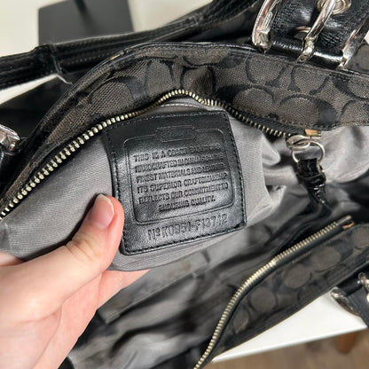 Coach Soho Black Canvas Tote Shoulder Bag Silver Hardware K0951-F13742