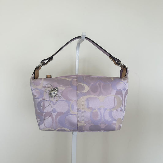 RARE Coach Optic Signature C Hobo Shoulder Bag Purple Silver Ladybug A063-7440