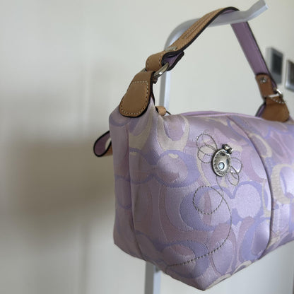 RARE Coach Optic Signature C Hobo Shoulder Bag Purple Silver Ladybug A063-7440