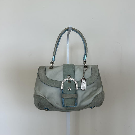 Coach Madison Mini Handle Top Blue Suede Rhinestone Soho Bag Y2K M04J-8975