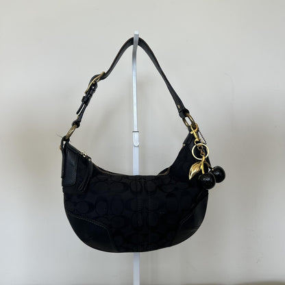 Coach Black Signature Monogram Hobo Shoulder Bag Handbag Purse E0768-11371