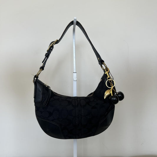 Coach Black Signature Monogram Hobo Shoulder Bag Handbag Purse E0768-11371