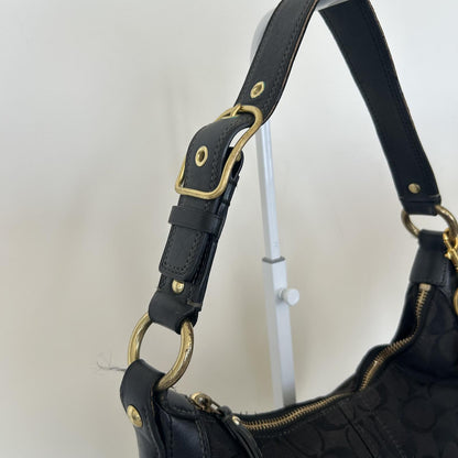 Coach Black Signature Monogram Hobo Shoulder Bag Handbag Purse E0768-11371