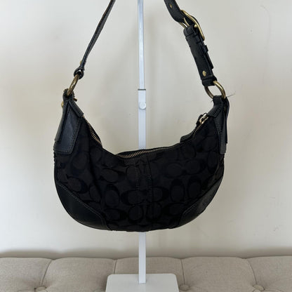 Coach Black Signature Monogram Hobo Shoulder Bag Handbag Purse E0768-11371