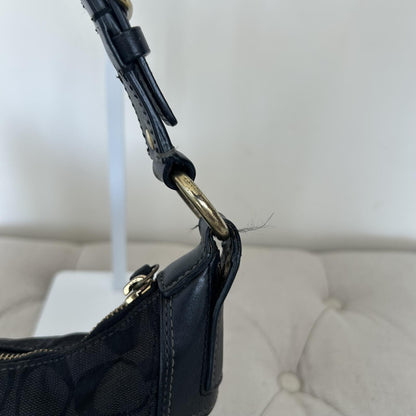 Coach Black Signature Monogram Hobo Shoulder Bag Handbag Purse E0768-11371