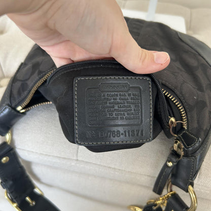 Coach Black Signature Monogram Hobo Shoulder Bag Handbag Purse E0768-11371