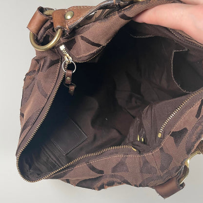 Coach Dark Chocolate Canvas Hobo Shoulder Bag Gold Hardware K0773-10620