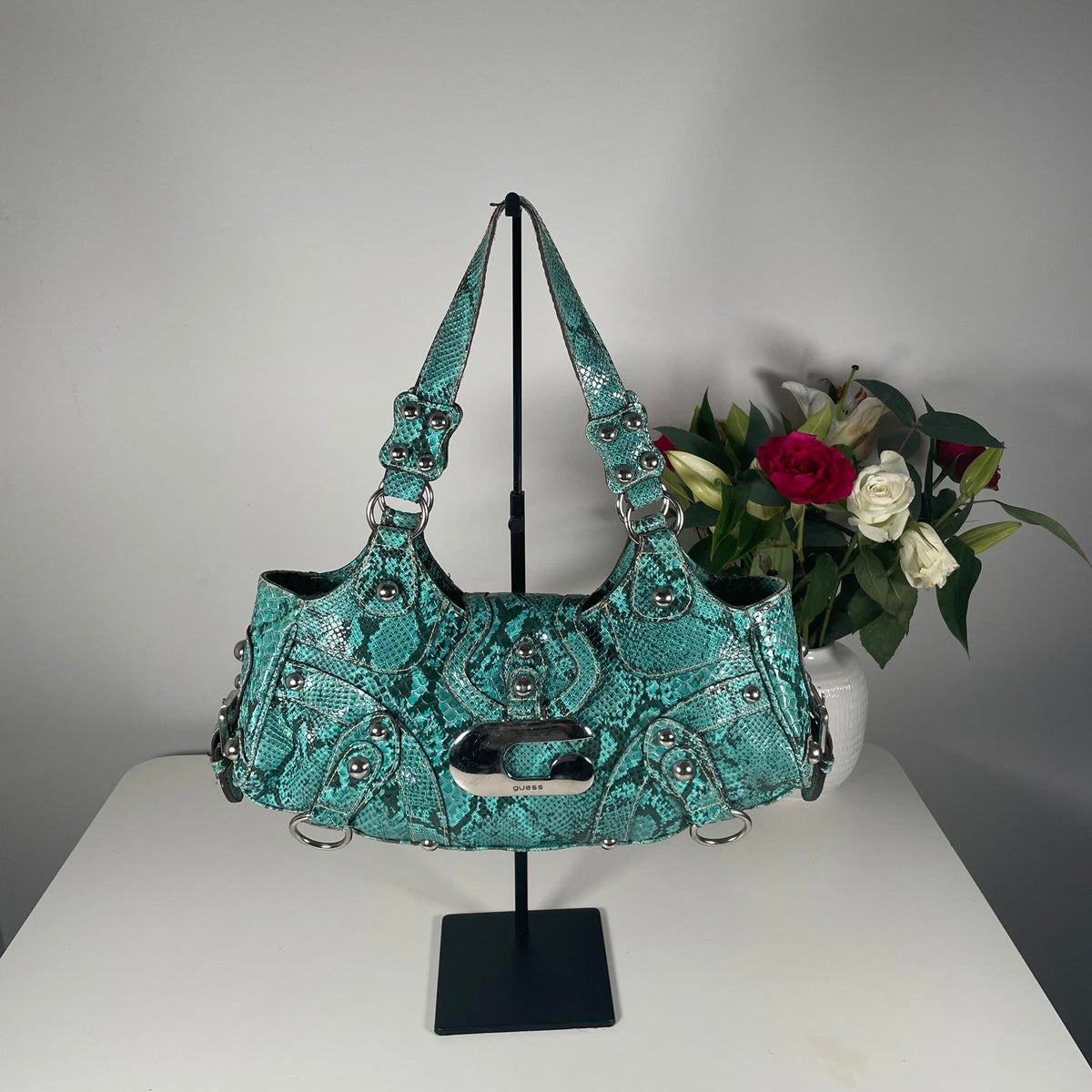 Guess Turquoise Snakeskin Shoulder Bag