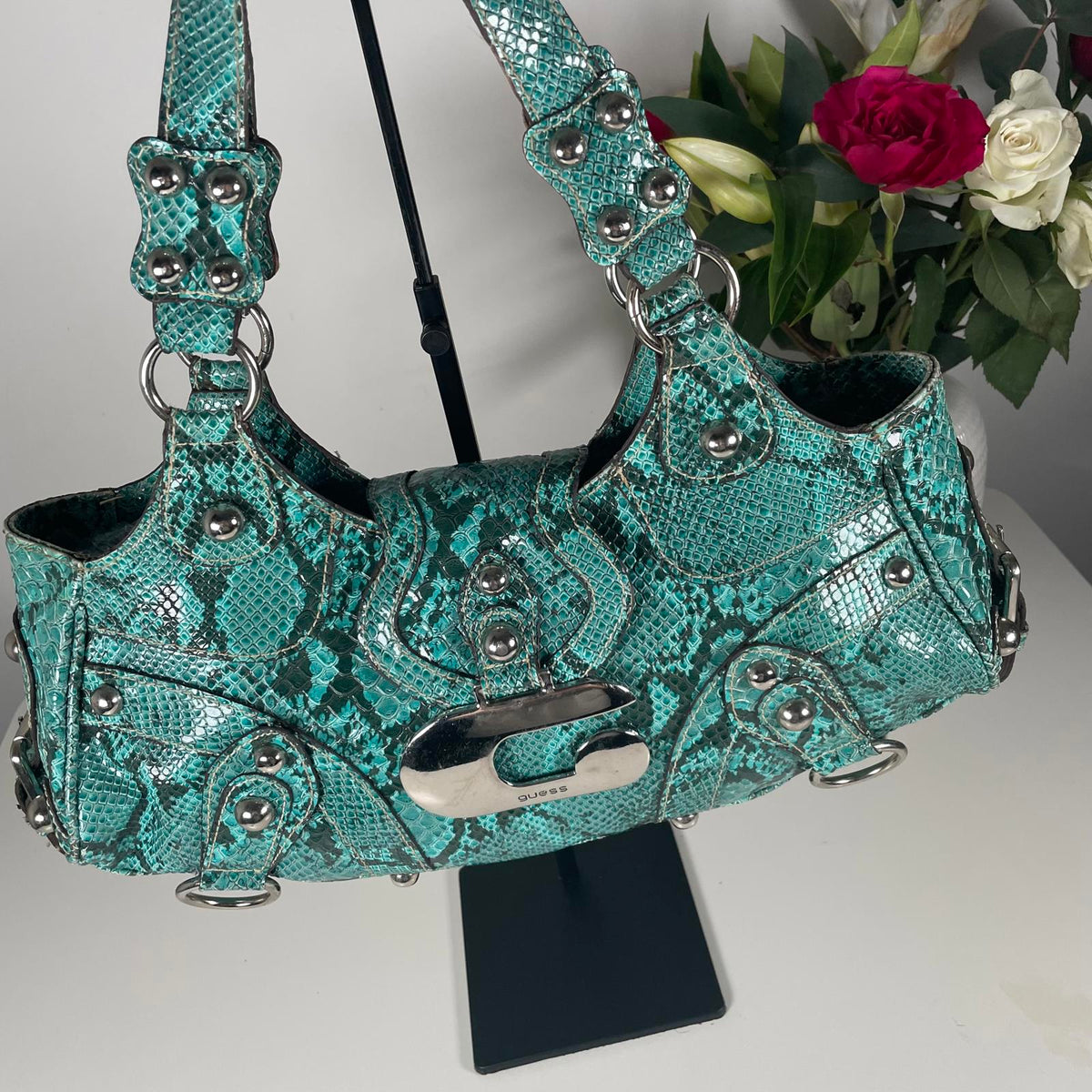 Guess Turquoise Snakeskin Shoulder Bag