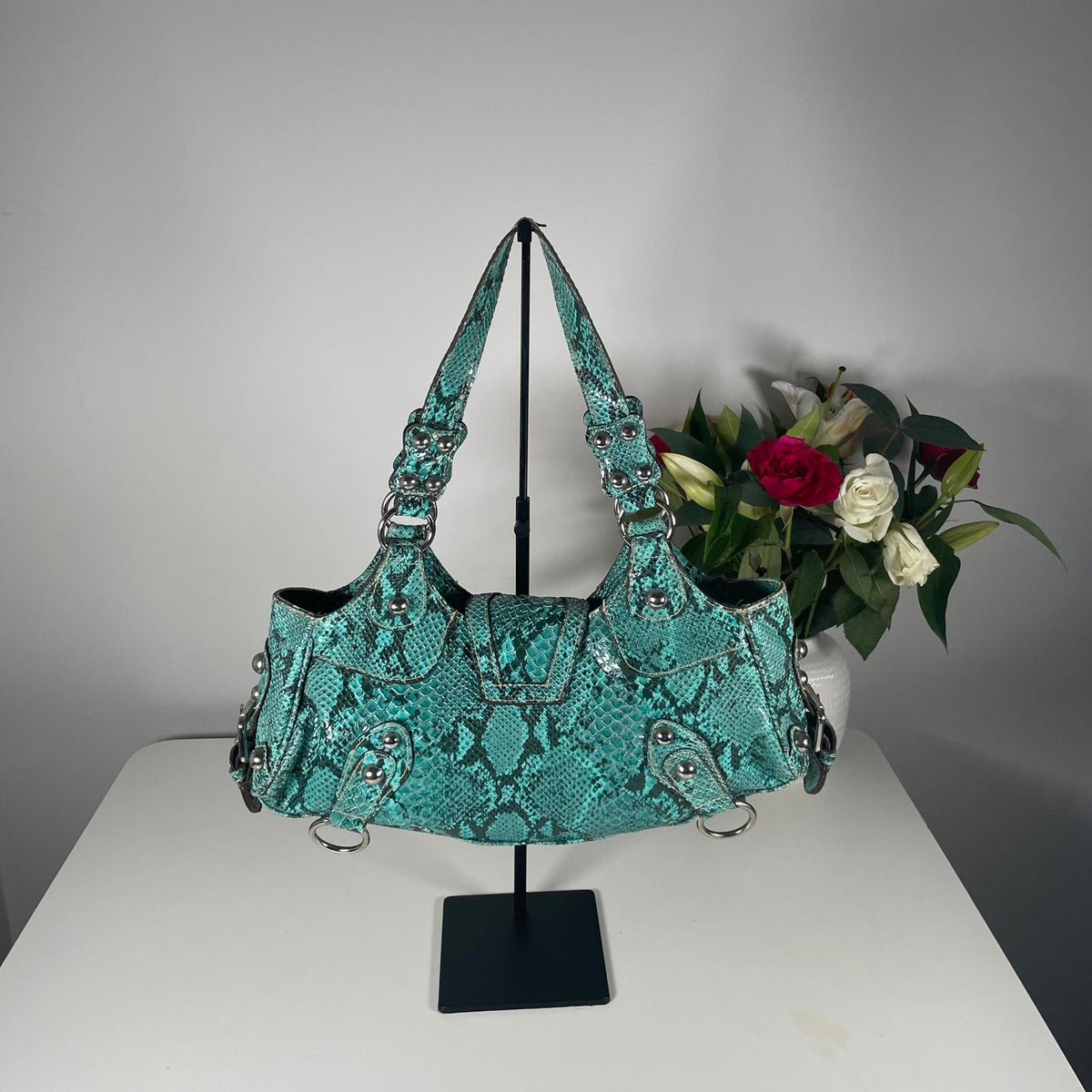 Guess Turquoise Snakeskin Shoulder Bag
